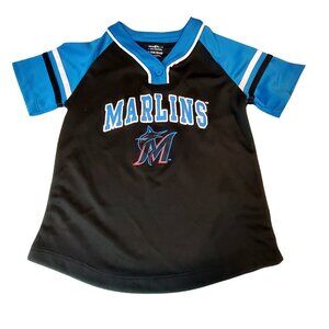 Miami Marlins Team Youth Jersey XS 4/5 Black  Blue Genuine Merchandise Polyester